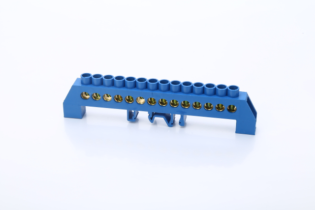 14P铜桥式导轨端子蓝色零线螺丝排连接电气接线端子连接条