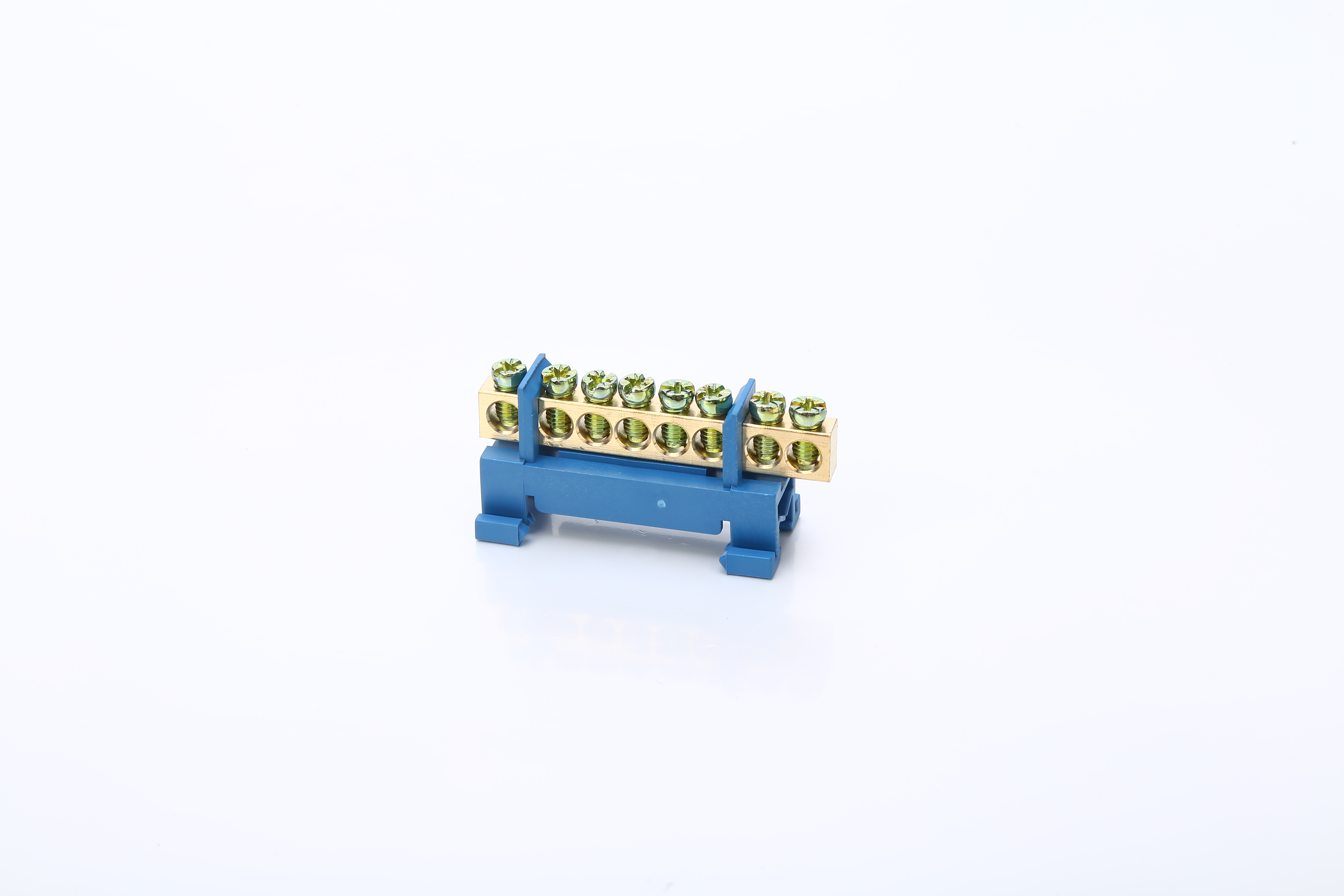 蓝色螺丝黄铜连接器 DIN 导轨接线端子接地和零线块 8 路配电箱铜接线板