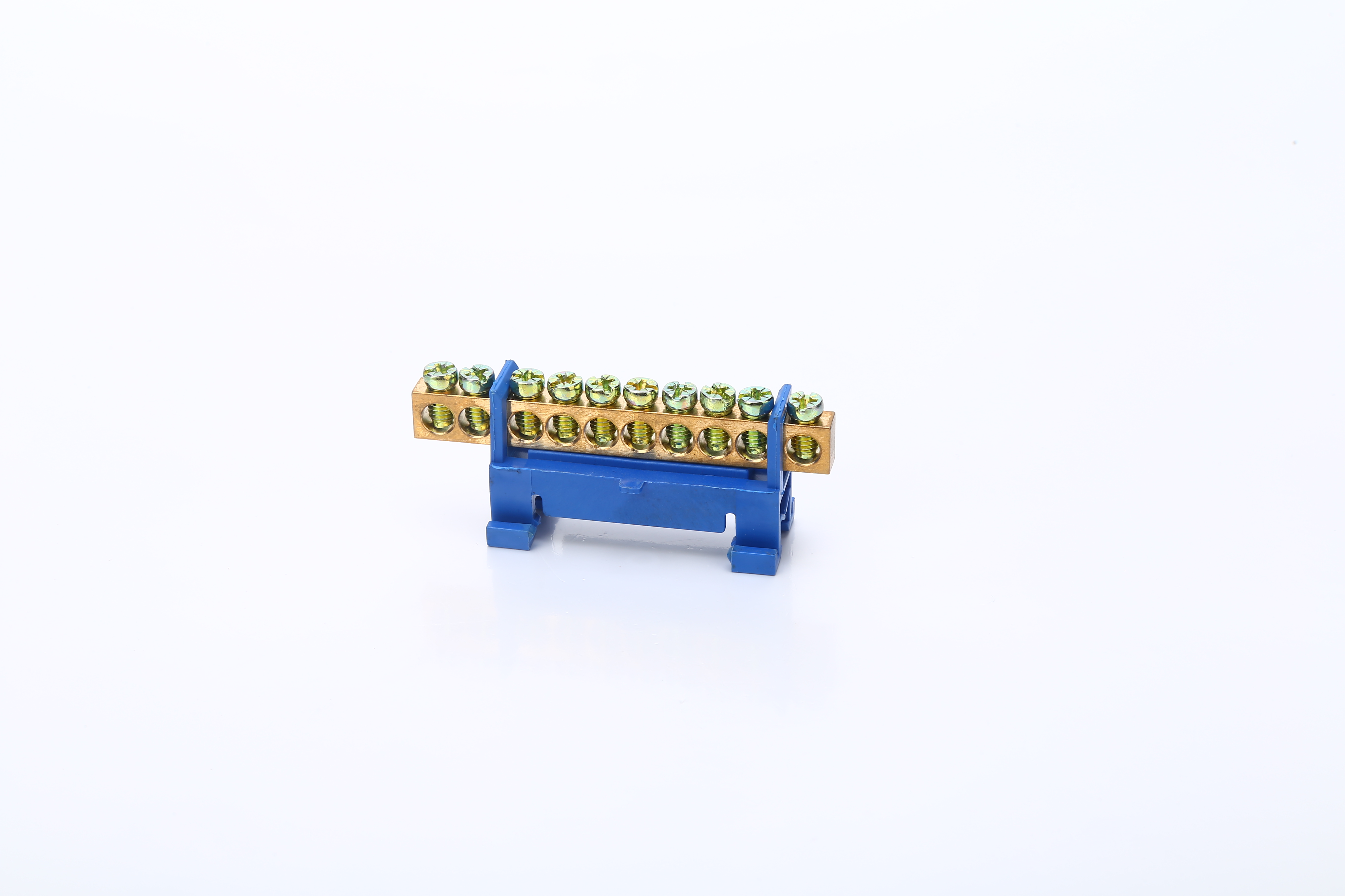 蓝色螺丝黄铜连接器DIN导轨终端块和中性块10种方式分配箱铜终端带