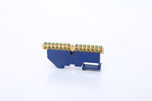 蓝色螺丝黄铜连接器DIN导轨铜终端块和中性块14p分配盒终端条