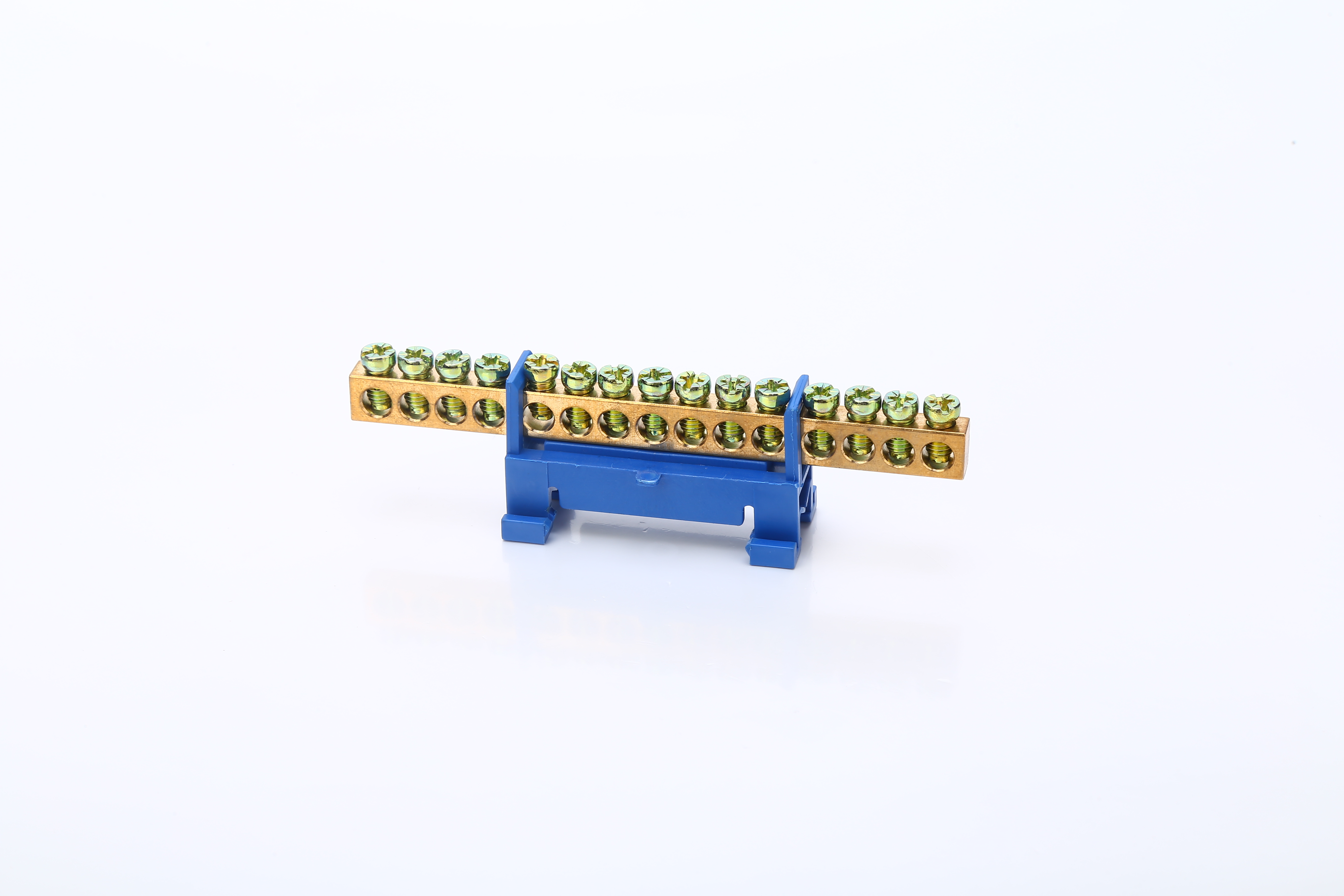 蓝色螺丝黄铜连接器 DIN 导轨接线端子接地和零线块 15 路配电箱铜接线板