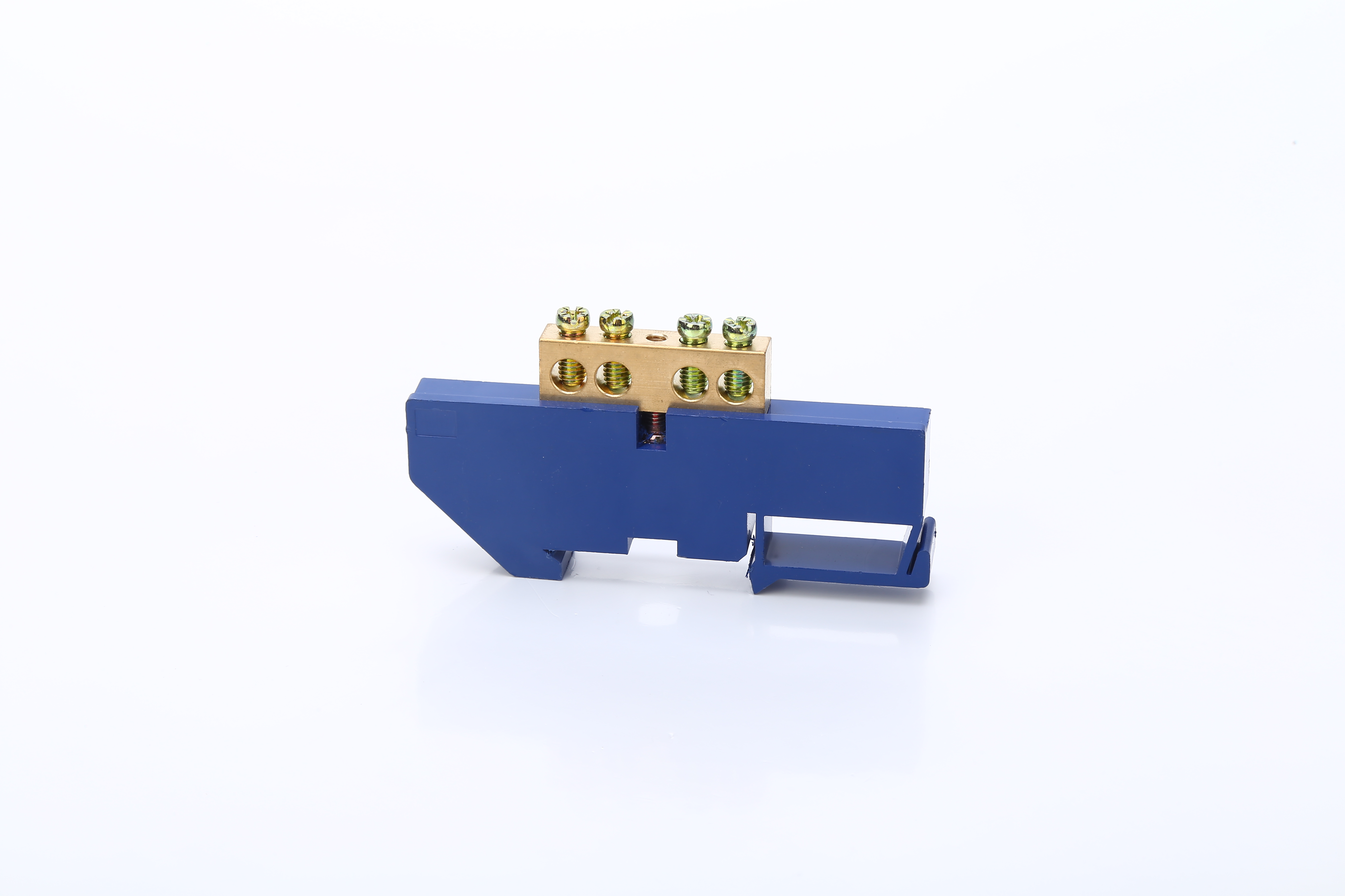 蓝色螺丝黄铜连接器DIN导轨铜终端块和中性块4P分配盒终端条