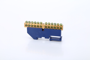 蓝色螺丝黄铜连接器DIN导轨铜端子块和中性块12p分配盒终端条